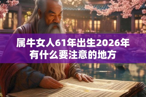 属牛女人61年出生2026年有什么要注意的地方