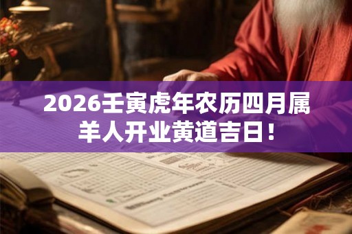 2026壬寅虎年农历四月属羊人开业黄道吉日！
