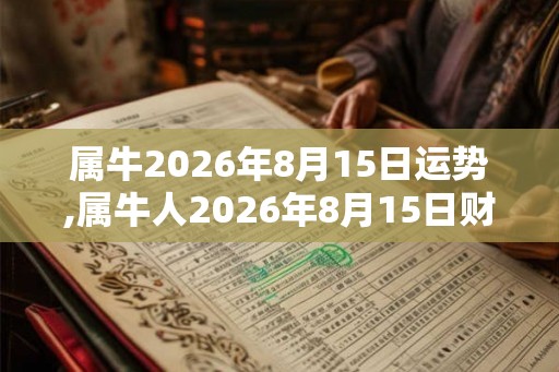 属牛2026年8月15日运势,属牛人2026年8月15日财运,生肖牛2026年8月15日运势