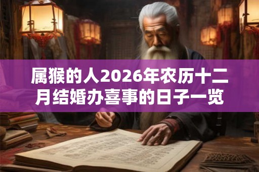 属猴的人2026年农历十二月结婚办喜事的日子一览