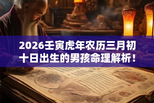 2026壬寅虎年农历三月初十日出生的男孩命理解析！