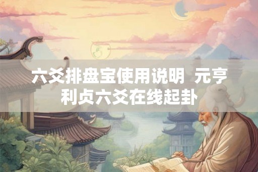 六爻排盘宝使用说明  元亨利贞六爻在线起卦