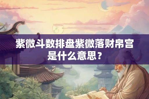 紫微斗数排盘紫微落财帛宫是什么意思？