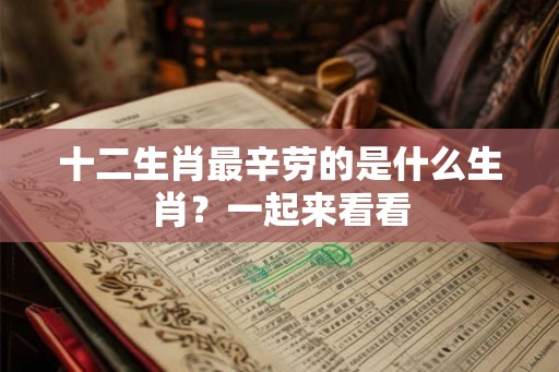 十二生肖最辛劳的是什么生肖？一起来看看