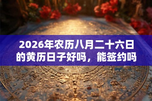 2026年农历八月二十六日的黄历日子好吗，能签约吗？