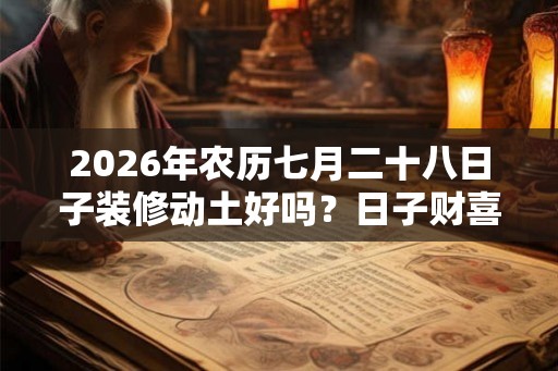 2026年农历七月二十八日子装修动土好吗？日子财喜神方位在哪？