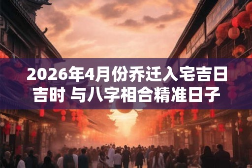 2026年4月份乔迁入宅吉日吉时 与八字相合精准日子