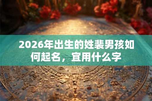 2026年出生的姓裴男孩如何起名，宜用什么字