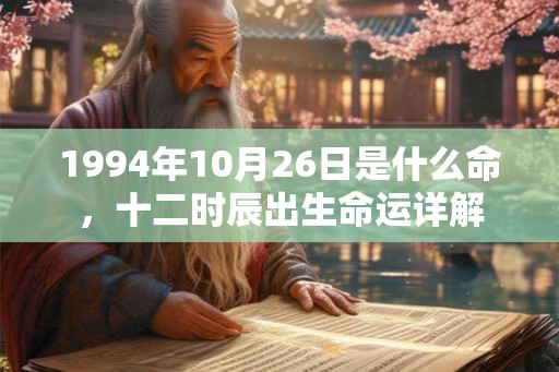 1994年10月26日是什么命，十二时辰出生命运详解