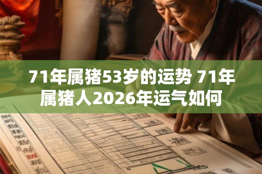 71年属猪53岁的运势 71年属猪人2026年运气如何