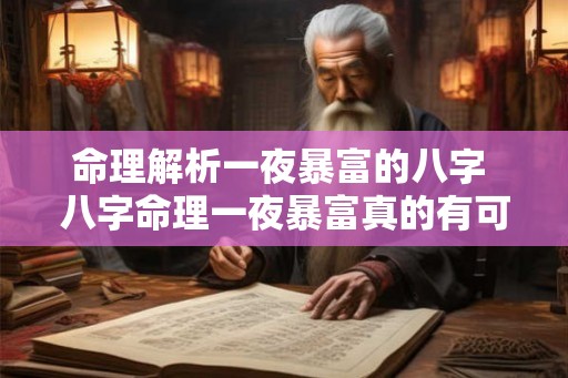 命理解析一夜暴富的八字 八字命理一夜暴富真的有可能吗