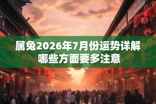 属兔2026年7月份运势详解 哪些方面要多注意