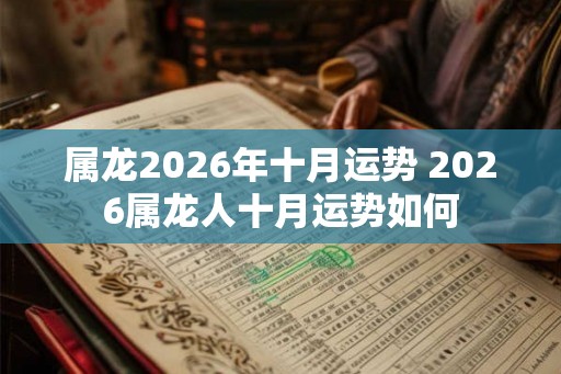 属龙2026年十月运势 2026属龙人十月运势如何