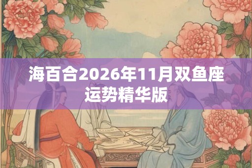 海百合2026年11月双鱼座运势精华版