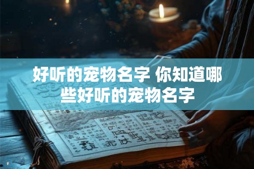 好听的宠物名字 你知道哪些好听的宠物名字