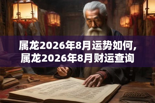 属龙2026年8月运势如何,属龙2026年8月财运查询