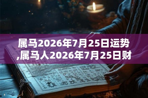 属马2026年7月25日运势,属马人2026年7月25日财运,生肖马2026年7月25日运势