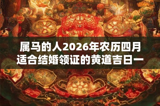 属马的人2026年农历四月适合结婚领证的黄道吉日一览