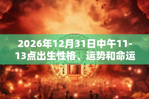 2026年12月31日中午11-13点出生性格、运势和命运