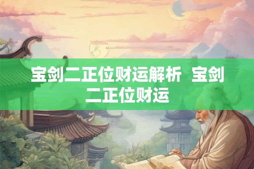 宝剑二正位财运解析  宝剑二正位财运