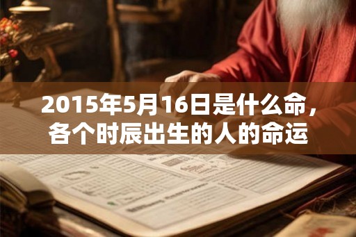 2015年5月16日是什么命，各个时辰出生的人的命运