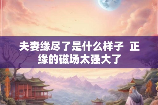 夫妻缘尽了是什么样子  正缘的磁场太强大了