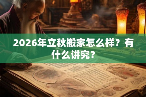 2026年立秋搬家怎么样？有什么讲究？