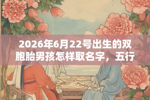 2026年6月22号出生的双胞胎男孩怎样取名字，五行属什么