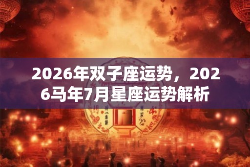 2026年双子座运势，2026马年7月星座运势解析