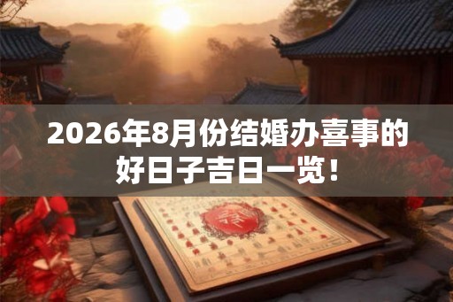 2026年8月份结婚办喜事的好日子吉日一览！