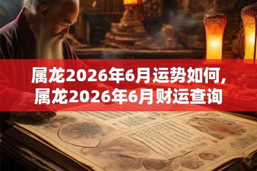 属龙2026年6月运势如何,属龙2026年6月财运查询