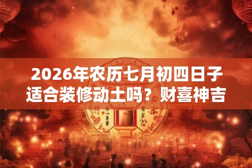 2026年农历七月初四日子适合装修动土吗?财喜神吉位在哪? 2026年农历七月初四日子适合装修动土吗?财喜神吉位在哪?