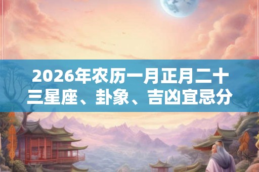 2026年农历一月正月二十三星座、卦象、吉凶宜忌分析! 2026年农历一月正月二十三星座、卦象、吉凶宜忌分析!