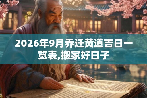 2026年9月乔迁黄道吉日一览表,搬家好日子