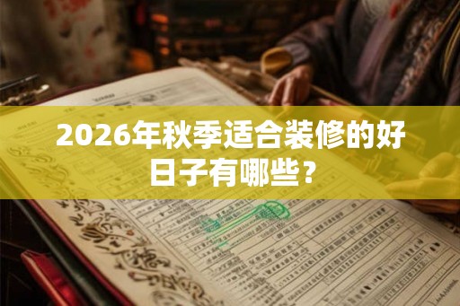 2026年秋季适合装修的好日子有哪些？