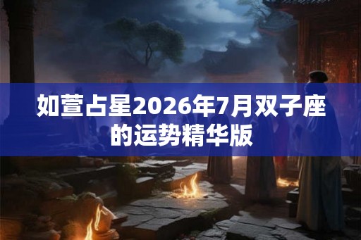 如萱占星2026年7月双子座的运势精华版