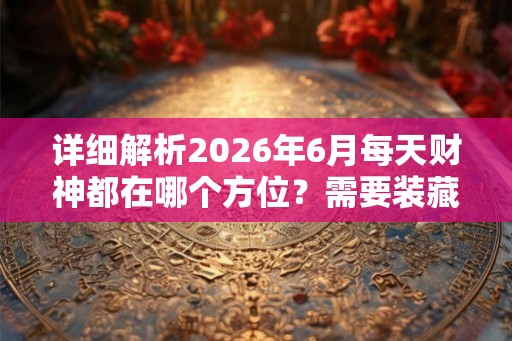 详细解析2026年6月每天财神都在哪个方位？需要装藏吗？