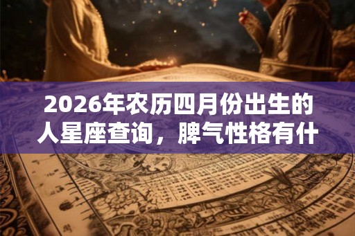 2026年农历四月份出生的人星座查询，脾气性格有什么特征？