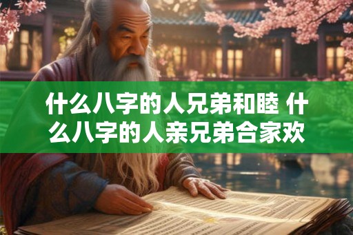 什么八字的人兄弟和睦 什么八字的人亲兄弟合家欢