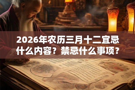 2026年农历三月十二宜忌什么内容？禁忌什么事项？