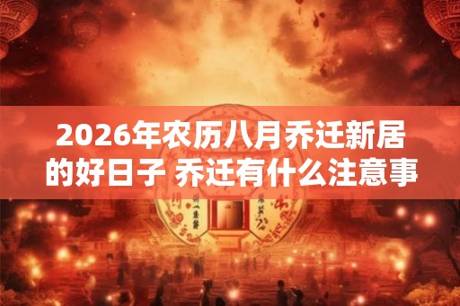 2026年农历八月乔迁新居的好日子 乔迁有什么注意事项 2026年农历八月乔迁新居的好日子 乔迁有什么注意事项