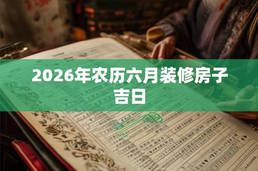 2026年农历六月装修房子吉日