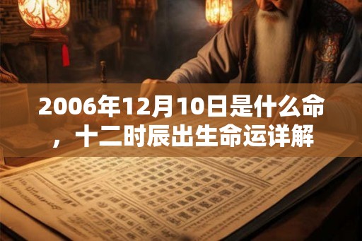 2006年12月10日是什么命，十二时辰出生命运详解