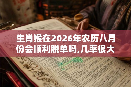 生肖猴在2026年农历八月份会顺利脱单吗,几率很大要珍惜