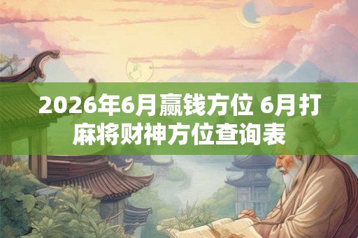 2026年6月赢钱方位 6月打麻将财神方位查询表