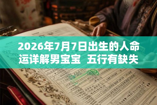 2026年7月7日出生的人命运详解男宝宝  五行有缺失吗