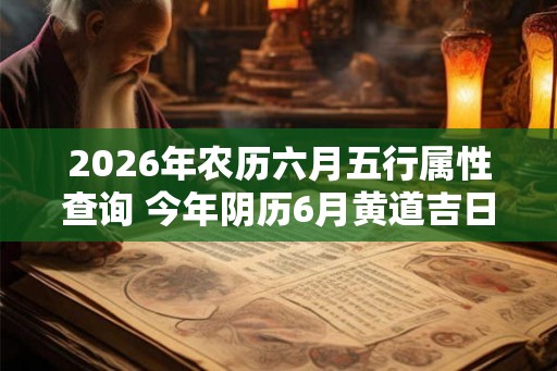 2026年农历六月五行属性查询 今年阴历6月黄道吉日大全