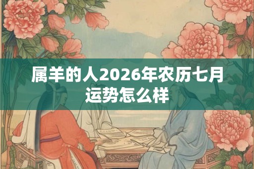 属羊的人2026年农历七月运势怎么样 属羊的人2026年农历七月运势怎么样