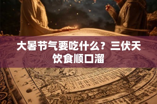 大暑节气要吃什么？三伏天饮食顺口溜