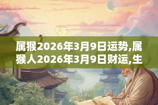 属猴2026年3月9日运势,属猴人2026年3月9日财运,生肖猴2026年3月9日运势